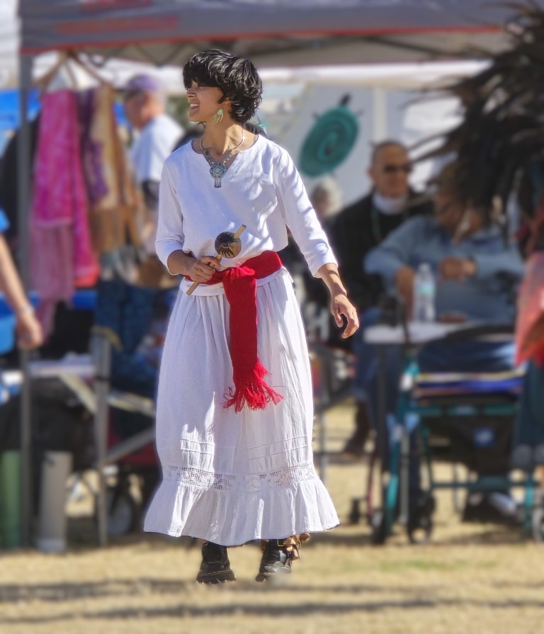 Pahrump Social Powwow - image of a member of the Gourde dancers.
