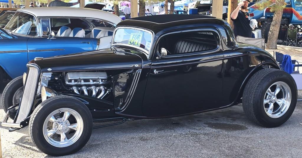 Pahrump Fall Festival Parade & Car Show - image of a black fabricated High-Boy style kit car.