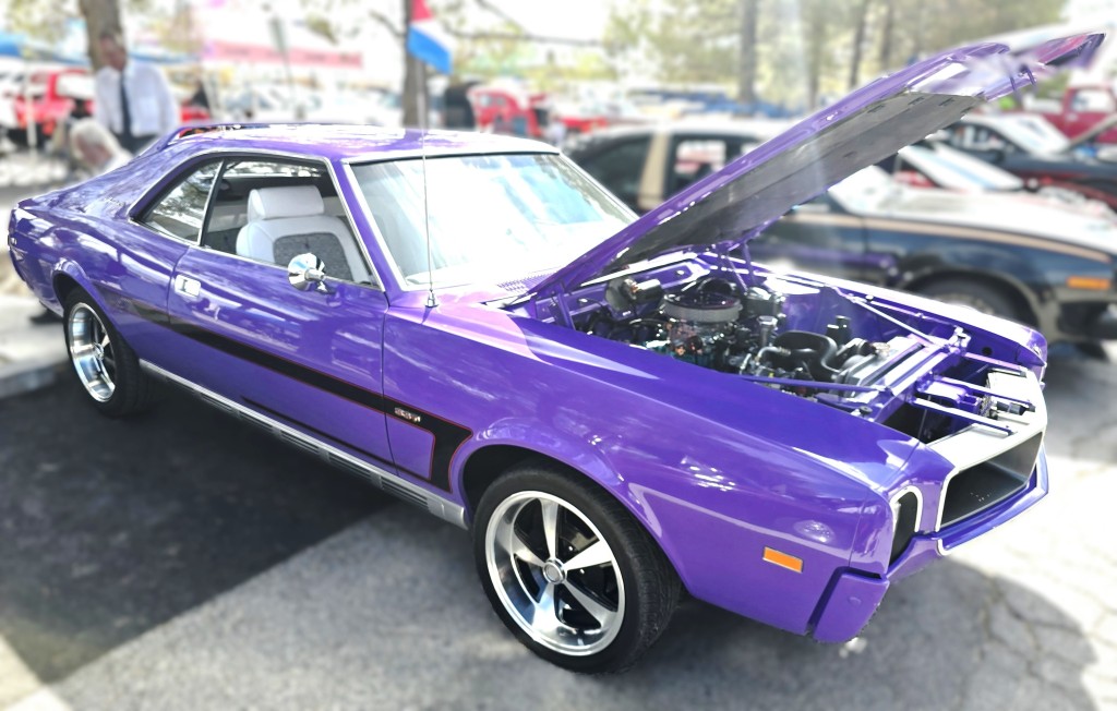 Pahrump Fall Festival Parade & Car Show - image of a purple Javelin circa 1970's.