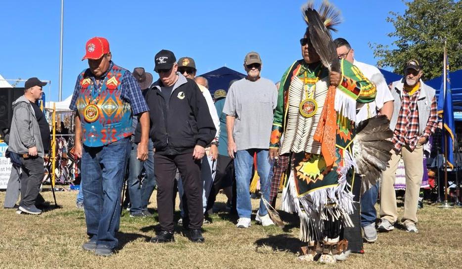 Pahrump Social Powwow 2025:  Image of U.S. Military Veterans being honored for their service.