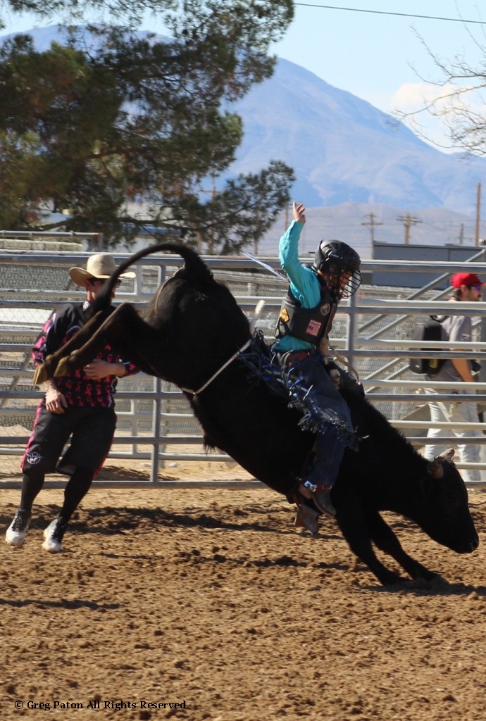 Bull riding as seen in high school rodeos: Humboldt; Las Vegas; Moapa Valley; Mccullough; Pahrump; and Petrack.