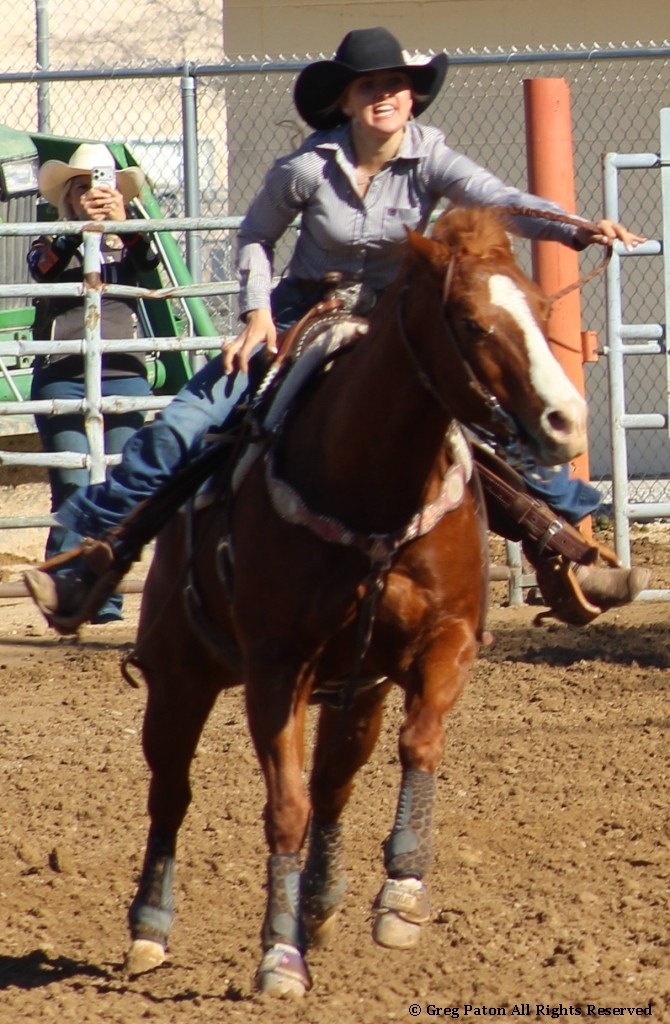 Pole-bending event, contestant races to finish of time trials at McCullough Arena, Pahrump Nevada, as seen in rodeos: Alamo; Alamo HS; Battle Mountain; Battle Mountain HS; Boulder City; Boulder City HS; Pahrump; Pahrump Valley; Pahrump Valley HS; Elko; Elko HS; Eureka; Eureka HS; Fallon; Fallon HS; Fernley; Fernley HS; Humboldt; Humboldt HS; Las Vegas; Moapa Valley; Moapa Valley HS; Spanish Springs; Spanish Springs HS; Washoe; Washoe HS; Wells; Wells HS; White Pine; White Pine HS; NSHSRA; Priefert Pavilion; & South Point; Petrack; & Petrack Park.