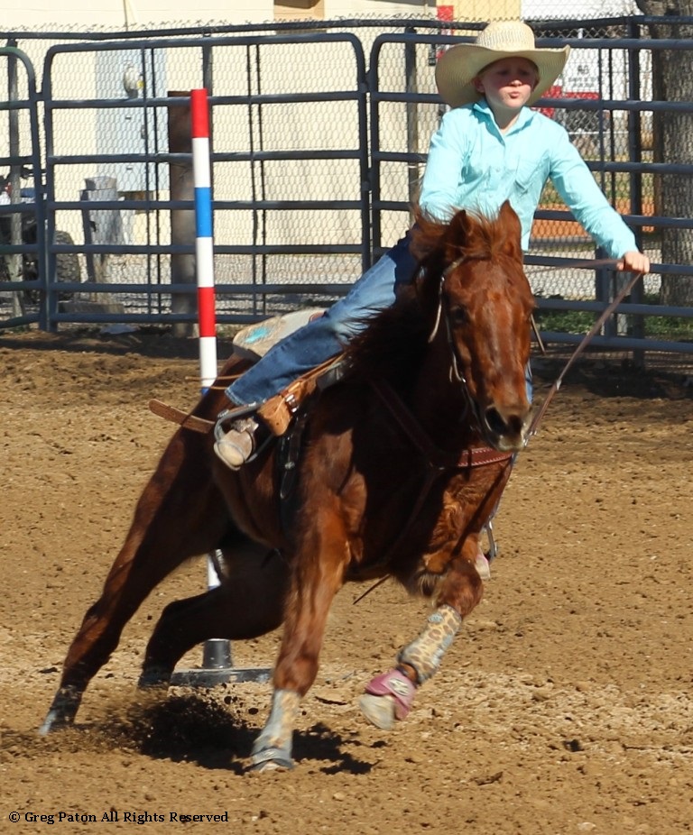 Pole-bending event, contestant races to finish of time trials at McCullough Arena, Pahrump Nevada, as seen in rodeos: Alamo; Alamo HS; Battle Mountain; Battle Mountain HS; Boulder City; Boulder City HS; Pahrump; Pahrump Valley; Pahrump Valley HS; Elko; Elko HS; Eureka; Eureka HS; Fallon; Fallon HS; Fernley; Fernley HS; Humboldt; Humboldt HS; Las Vegas; Moapa Valley; Moapa Valley HS; Spanish Springs; Spanish Springs HS; Washoe; Washoe HS; Wells; Wells HS; White Pine; White Pine HS; NSHSRA; Priefert Pavilion; & South Point; Petrack; & Petrack Park.