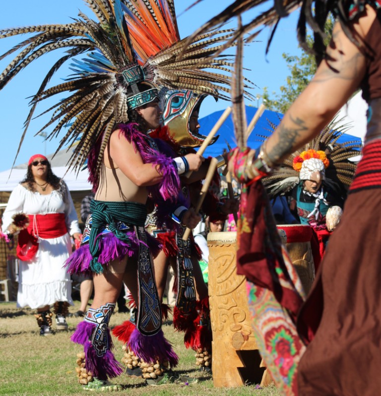 Pahrump Social Powwow 2025: Third image of the spectacular Gourde dancer troop choreographed routine.