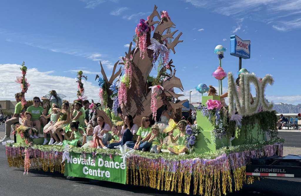 Nevada Dance Centre float full of mothers and children in the Pahrump Fall Festival Parade.