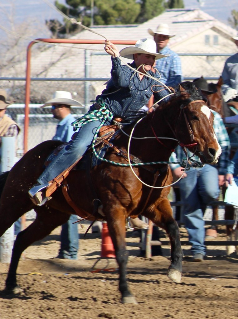 Breakaway event as seen in high school rodeos: Humboldt; Las Vegas; Moapa Valley; Mccullough; Pahrump; and Petrack.