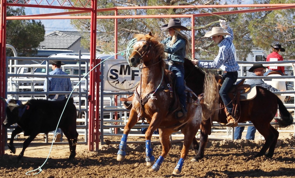 Team roping as seen in high school rodeos: Humboldt; Las Vegas; Moapa Valley; Mccullough; Pahrump; and Petrack.