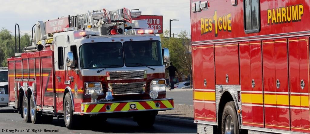Pahrump Fall Festival Parade & Car Show firefighters trucks.