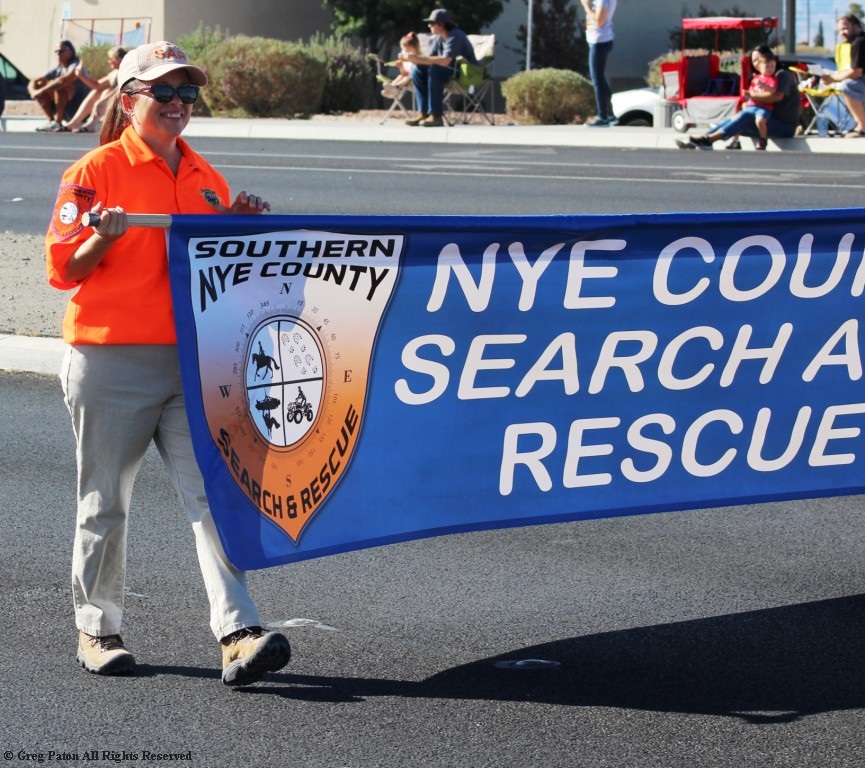 Pahrump Fall Festival Parade & Car Show and Nye County Search & Rescue banner.