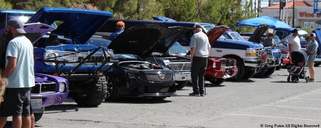 2026 Pahrump Fall Festival Parade & Car Show lineup of cars as people enjoy the afternoon car show.